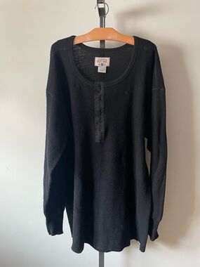 Stanfield's Heritage Wool Blend Henley Thermal Top Sweater Black Mens XL